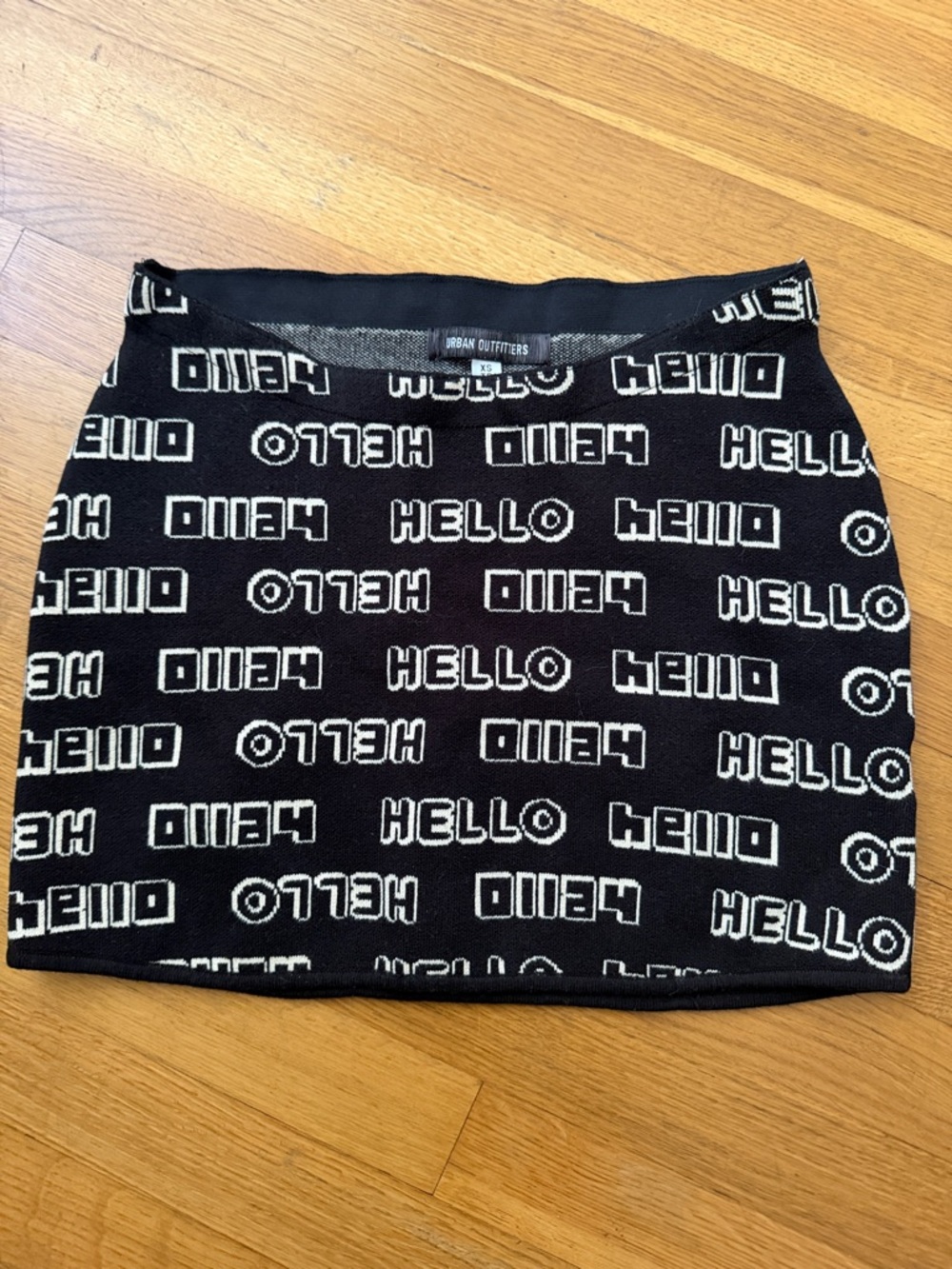 Urban Outfitters Black and White "HELLO" Knit Mini Skirt